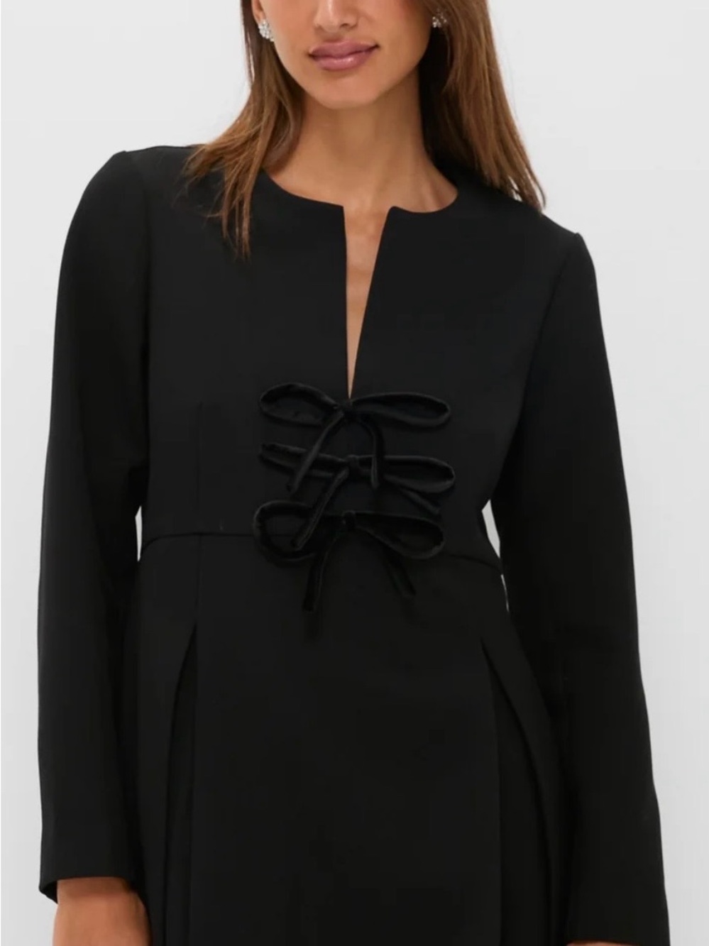 Tuckernuck Black Long-Sleeve Bow-Front Dress